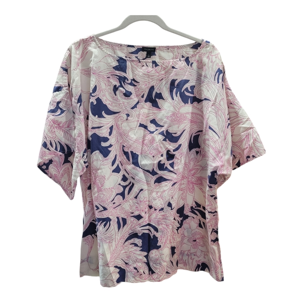 Talbots Tunic‎ Top Silk Blend Size Large Lightweight Kimono Sleeve *no belt